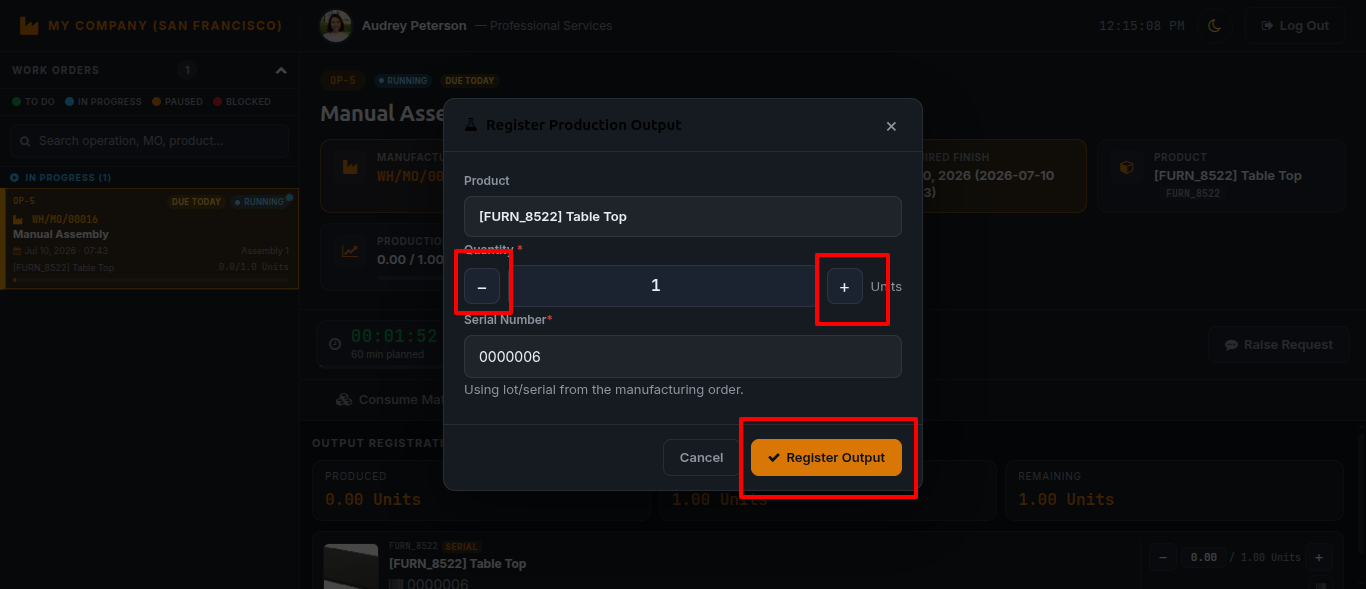 Output Registration & Lots